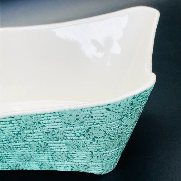 50s Kitsch Shawnee Pottery Turquoise Planter #1410 Mid Century Ceramic Bowl - Picture 5 of 13